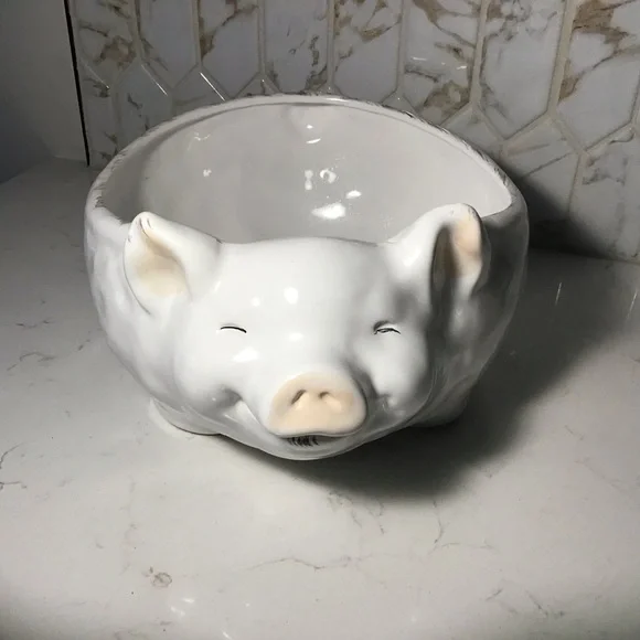 Charming White Pig-Shaped Ceramic Bowl – Homestead Living - Picture 3 of 5